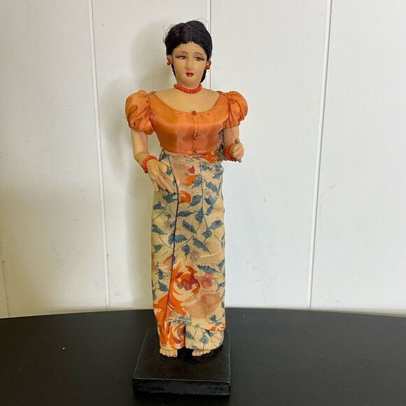 Vintage Handmade 11" Asian Ethnic Figurine With Stand - Picture 1 of 13